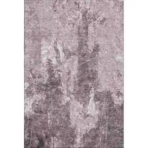 Photo of 8' Pink Charcoal And Ivory Abstract Washable Area Rug With UV Protection