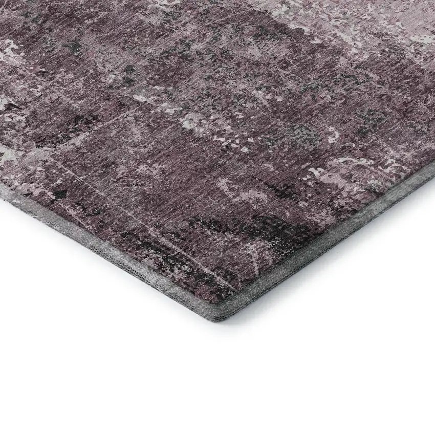 8' Pink Charcoal And Ivory Abstract Washable Area Rug With UV Protection Photo 7