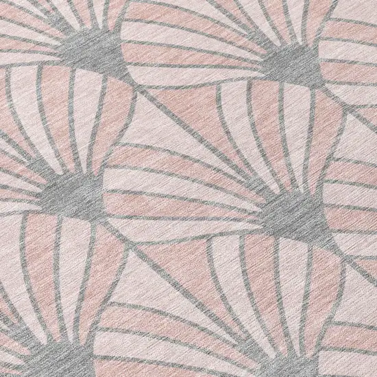 8' Pink Coral And Gray Round Seashell Washable Indoor Outdoor Area Rug Photo 9