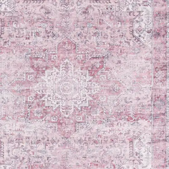 10' Pink Floral Distressed Runner Rug Photo 3