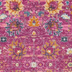 Photo of 10' Pink Floral Power Loom Runner Rug