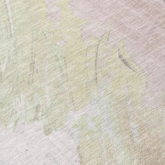 8' Pink Gray And Beige Round Abstract Washable Indoor Outdoor Area Rug Photo 9