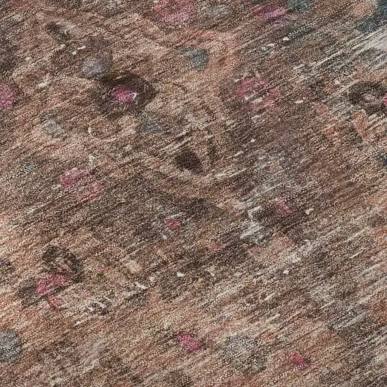 8' Pink Gray And Blush Floral Medallion Washable Round Rug With UV Protection Photo 7