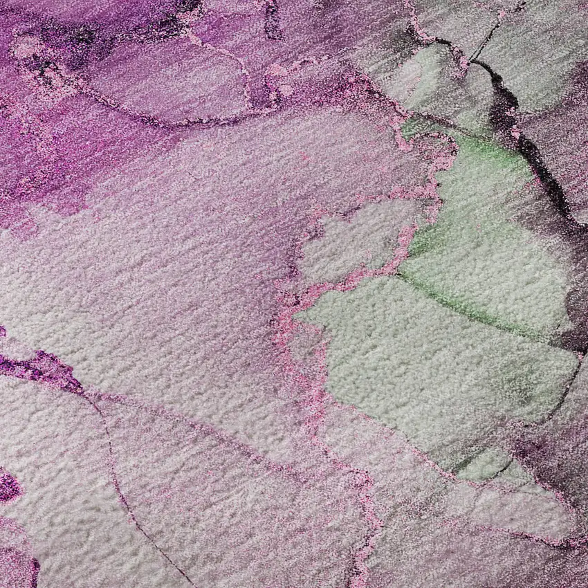 8' Pink Gray And Ivory Abstract Washable Round Rug With UV Protection Photo 9