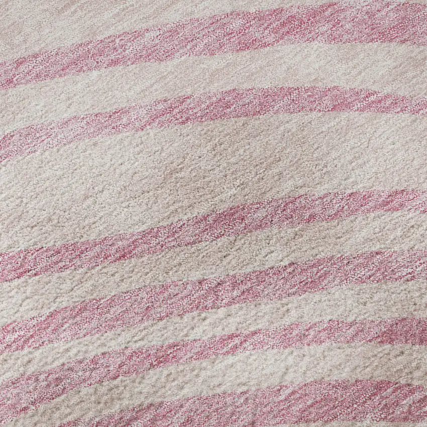 8' Pink Gray And Ivory Abstract Washable Round Rug With UV Protection Photo 9