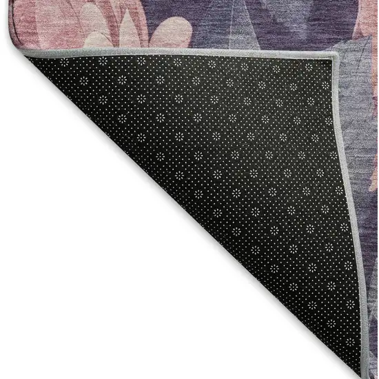 8' Pink Gray And Mauve Floral Washable Area Rug With UV Protection Photo 6