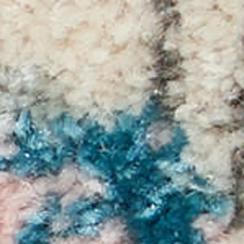 7' Pink Gray and Blue Floral Vines Runner Rug Photo 3