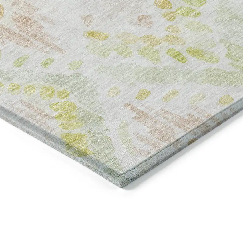 8' Pink Green And Beige Round Geometric Washable Indoor Outdoor Area Rug Photo 4