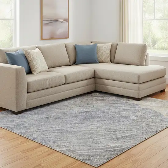 8' Pink Ivory And Beige Abstract Washable Area Rug With UV Protection Photo 2