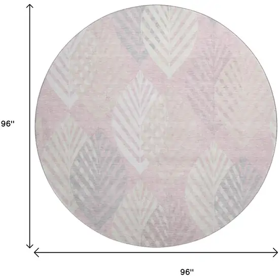 8' Pink Ivory And Blue Floral Washable Round Rug With UV Protection Photo 3