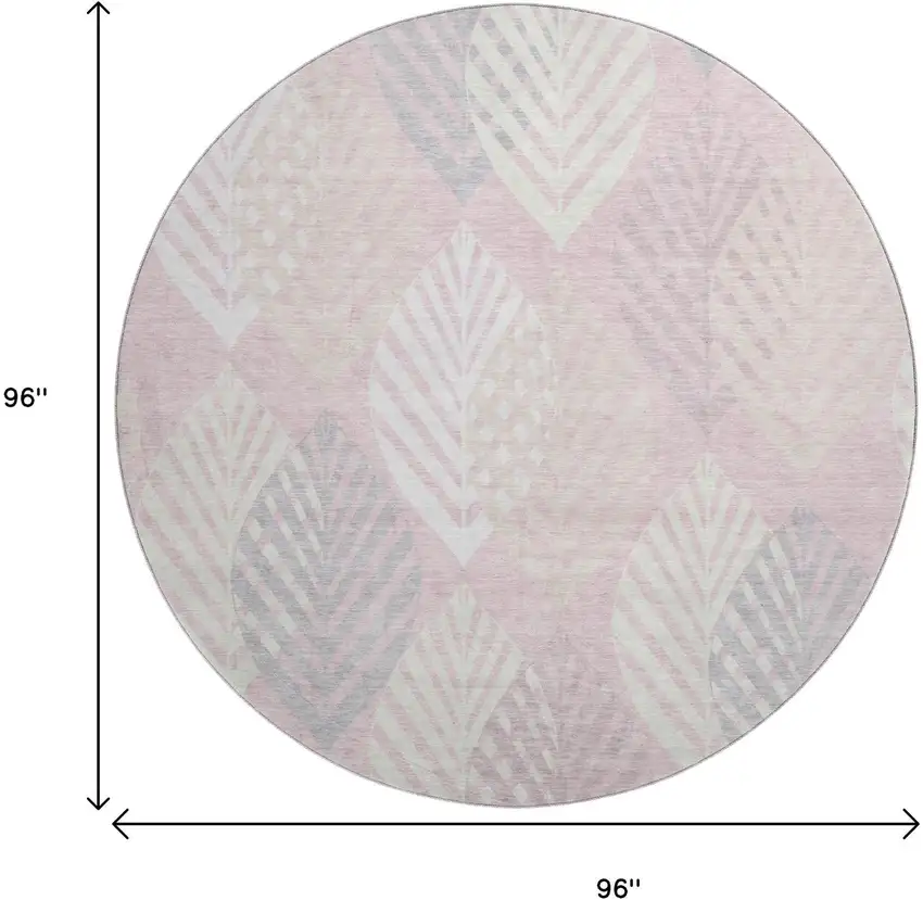 8' Pink Ivory And Blue Floral Washable Round Rug With UV Protection Photo 3