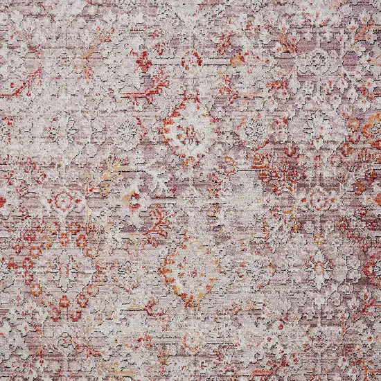 8' Pink Ivory And Gray Abstract Stain Resistant Runner Rug Photo 5