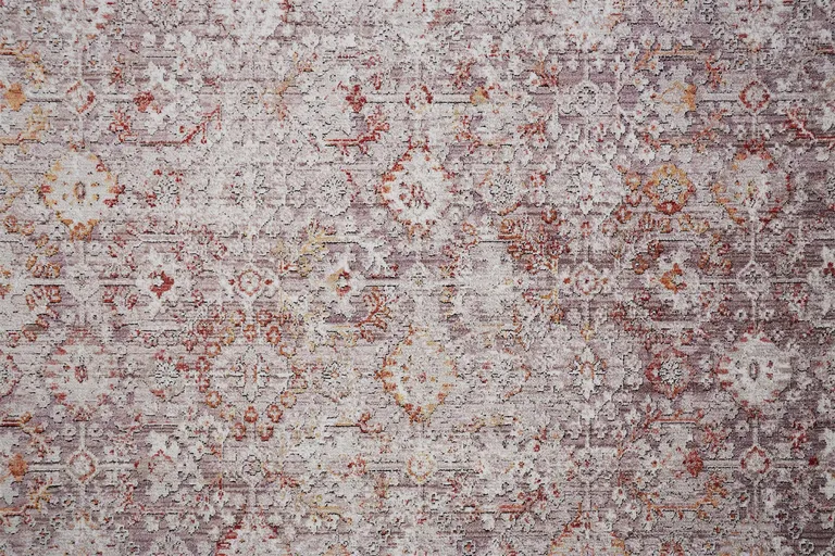 8' Pink Ivory And Gray Abstract Stain Resistant Runner Rug Photo 5