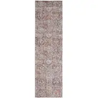 Photo of 8' Pink Ivory And Gray Abstract Stain Resistant Runner Rug