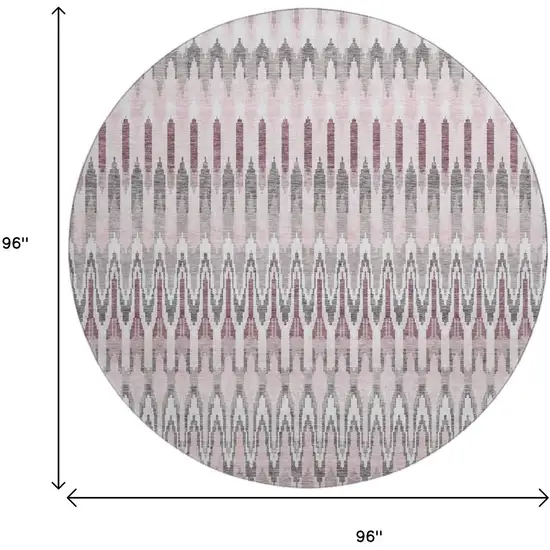 8' Pink Ivory And Gray Southwestern Washable Round Rug With UV Protection Photo 3