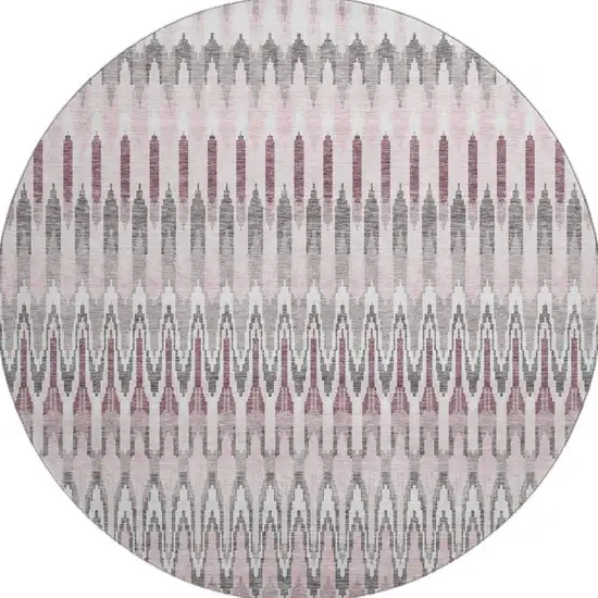 8' Pink Ivory And Gray Southwestern Washable Round Rug With UV Protection Photo 4