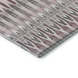 Photo of 8' Pink Ivory And Gray Southwestern Washable Round Rug With UV Protection