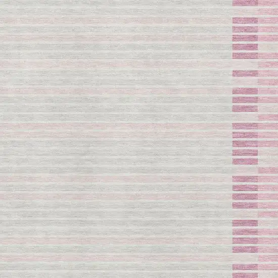 8' Pink Ivory And Mauve Striped Washable Area Rug With UV Protection Photo 2