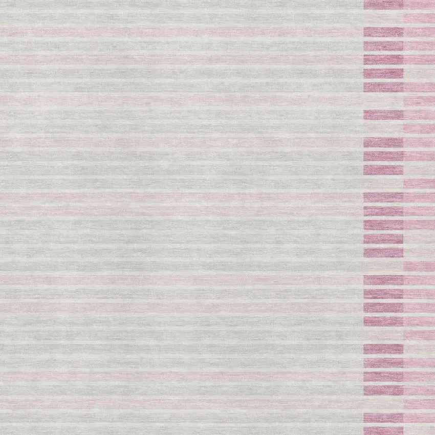 8' Pink Ivory And Mauve Striped Washable Area Rug With UV Protection Photo 2