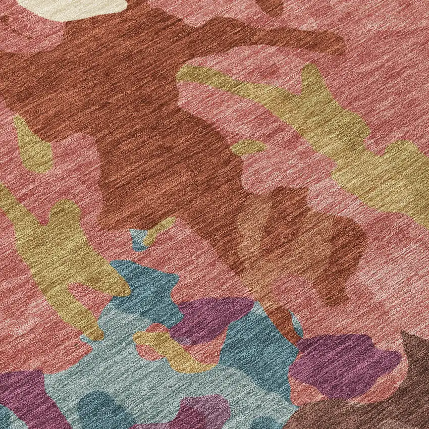 8' Pink Ivory And Purple Round Abstract Washable Indoor Outdoor Area Rug Photo 8