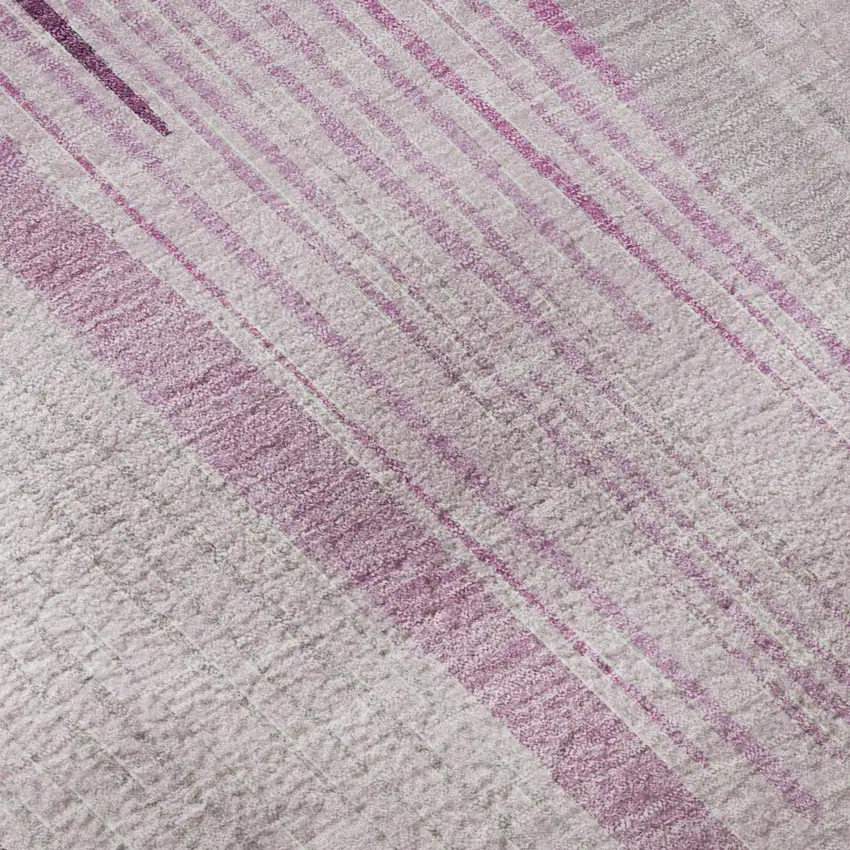 8' Pink Lavender And Ivory Geometric Washable Area Rug With UV Protection Photo 9