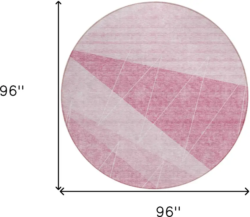 8' Pink Mauve And Blush Round Geometric Washable Indoor Outdoor Area Rug Photo 9