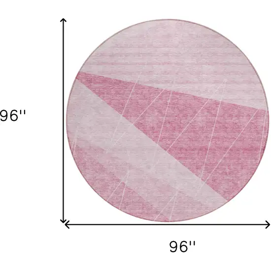 8' Pink Mauve And Blush Round Geometric Washable Indoor Outdoor Area Rug Photo 9