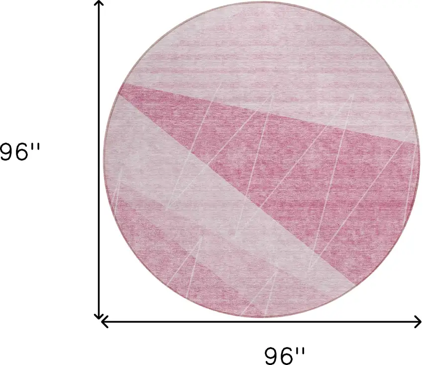 8' Pink Mauve And Blush Round Geometric Washable Indoor Outdoor Area Rug Photo 9