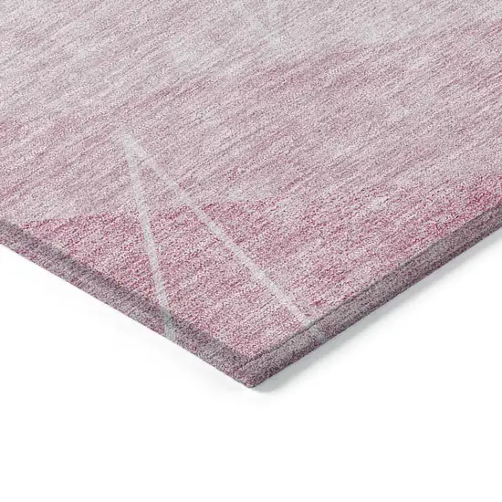 8' Pink Mauve And Blush Round Geometric Washable Indoor Outdoor Area Rug Photo 3