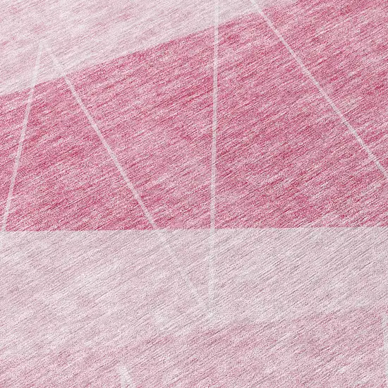 8' Pink Mauve And Blush Round Geometric Washable Indoor Outdoor Area Rug Photo 4