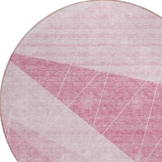 8' Pink Mauve And Blush Round Geometric Washable Indoor Outdoor Area Rug Photo 5
