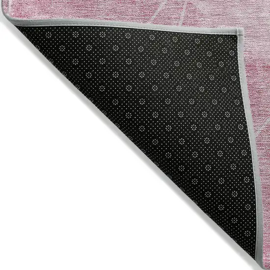 8' Pink Mauve And Blush Round Geometric Washable Indoor Outdoor Area Rug Photo 2
