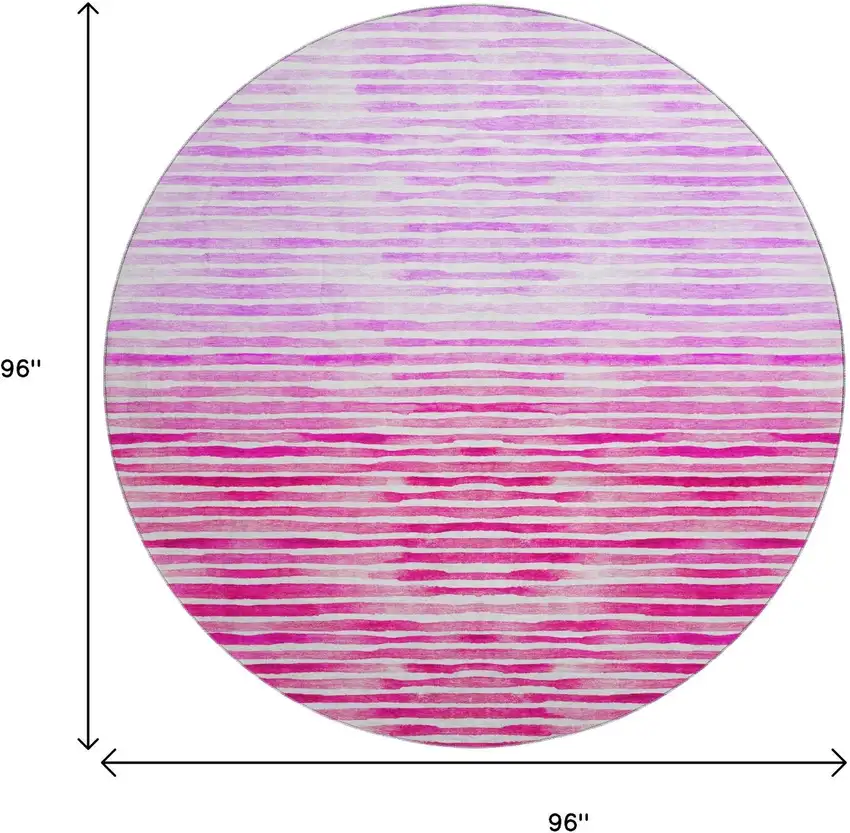 8' Pink Purple And Ivory Geometric Washable Round Rug With UV Protection Photo 3
