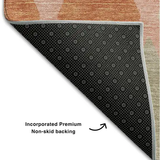 8' Pink Red And Gray Geometric Washable Round Rug With UV Protection Photo 6