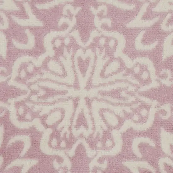 5' Pink Round Floral Power Loom Area Rug Photo 9