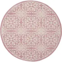 Photo of 5' Pink Round Floral Power Loom Area Rug