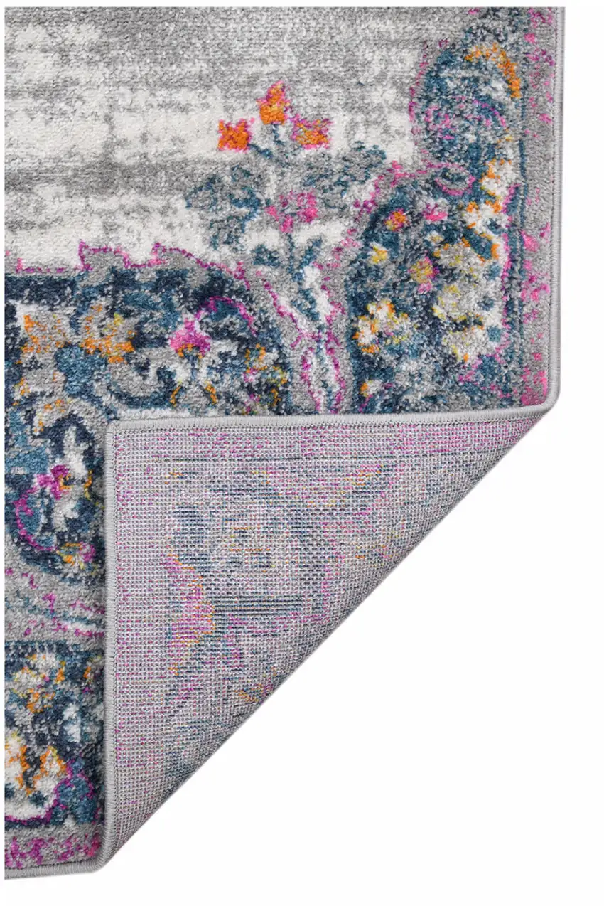 7' Pink Round Medallion Power Loom Area Rug Photo 3