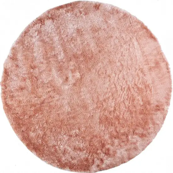 8' Pink Round Shag Tufted Handmade Area Rug Photo 5