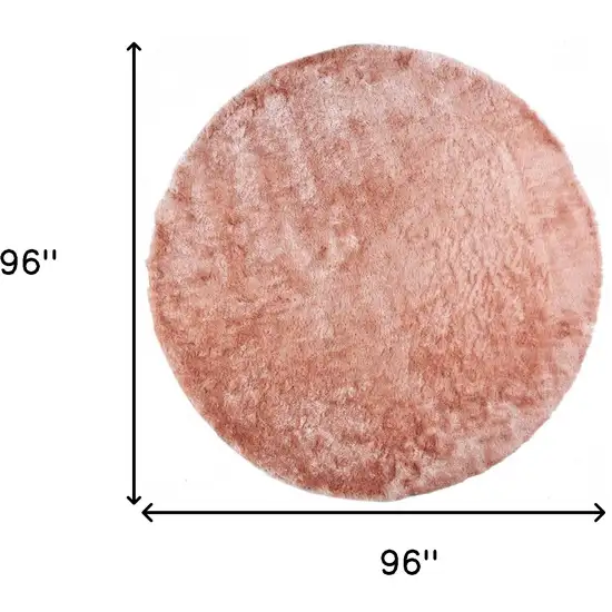 8' Pink Round Shag Tufted Handmade Area Rug Photo 7