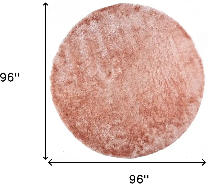 8' Pink Round Shag Tufted Handmade Area Rug Photo 7