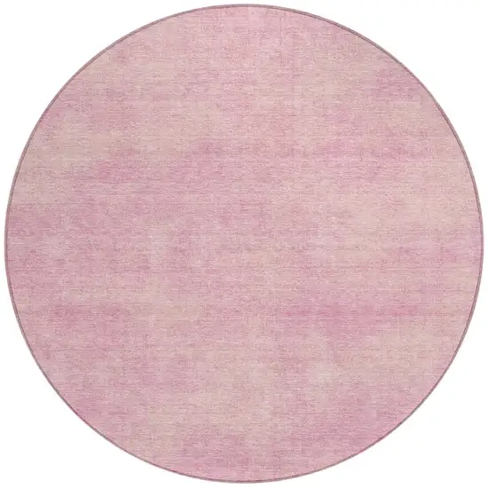 8' Pink Round Washable Indoor Outdoor Area Rug Photo 5