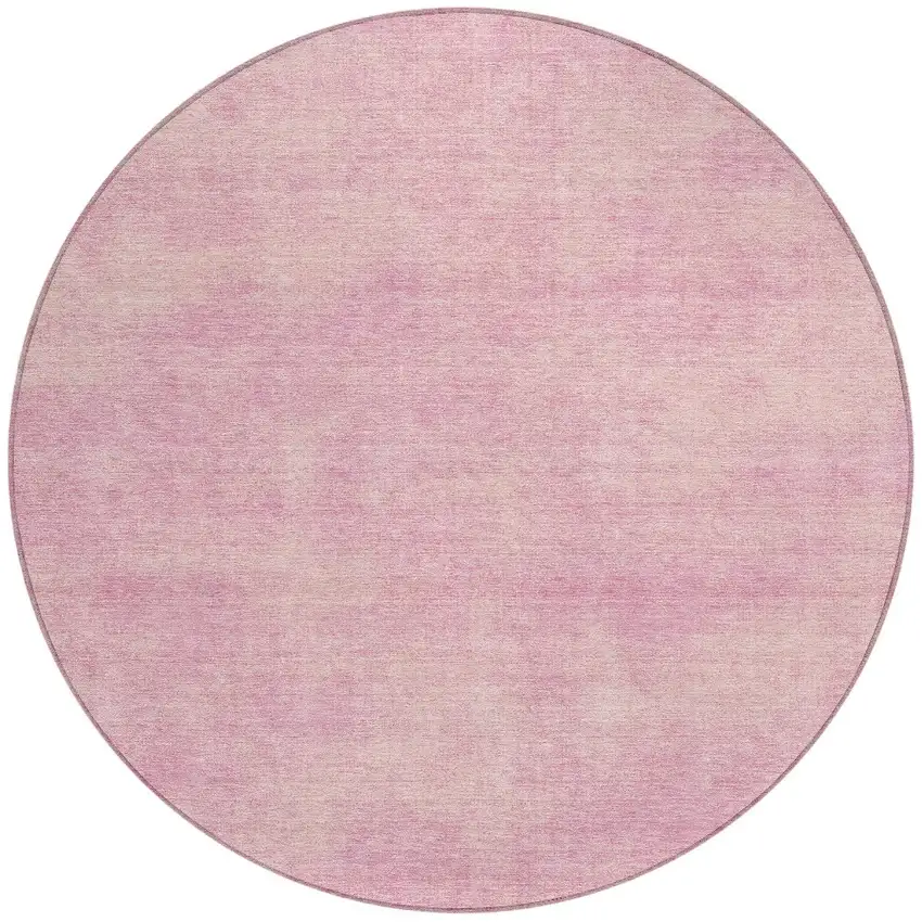 8' Pink Round Washable Indoor Outdoor Area Rug Photo 5