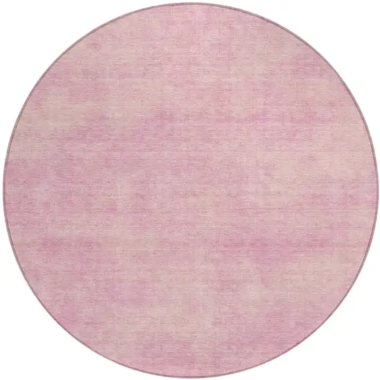 8' Pink Round Washable Indoor Outdoor Area Rug Photo 2