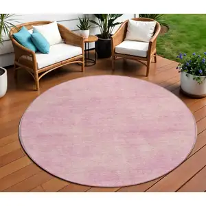 Photo of 8' Pink Round Washable Indoor Outdoor Area Rug