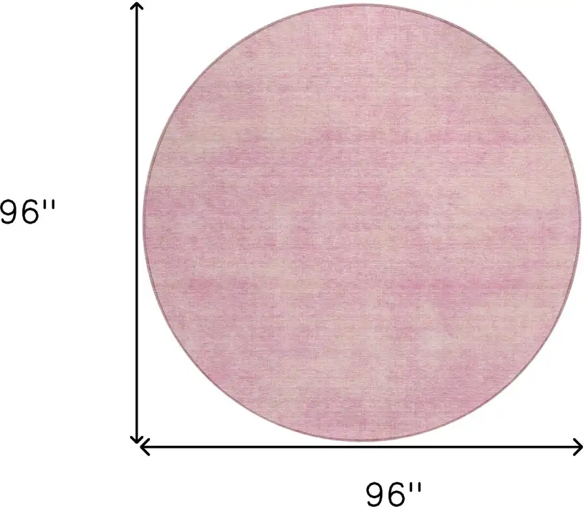 8' Pink Round Washable Indoor Outdoor Area Rug Photo 3