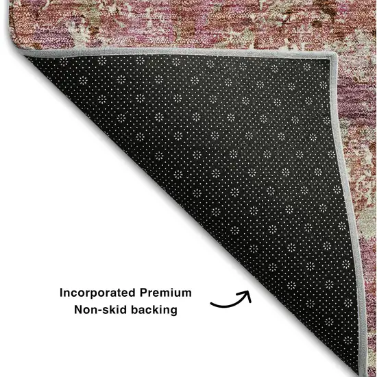 8' Pink Taupe And Ivory Diamond Washable Round Rug With UV Protection Photo 6