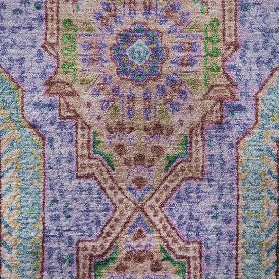 8' Pink Teal And Taupe Medallion Washable Round Rug With UV Protection Photo 9