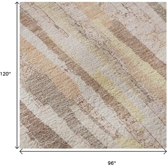 8' Pink Yellow And Peach Striped Washable Area Rug With UV Protection Photo 8