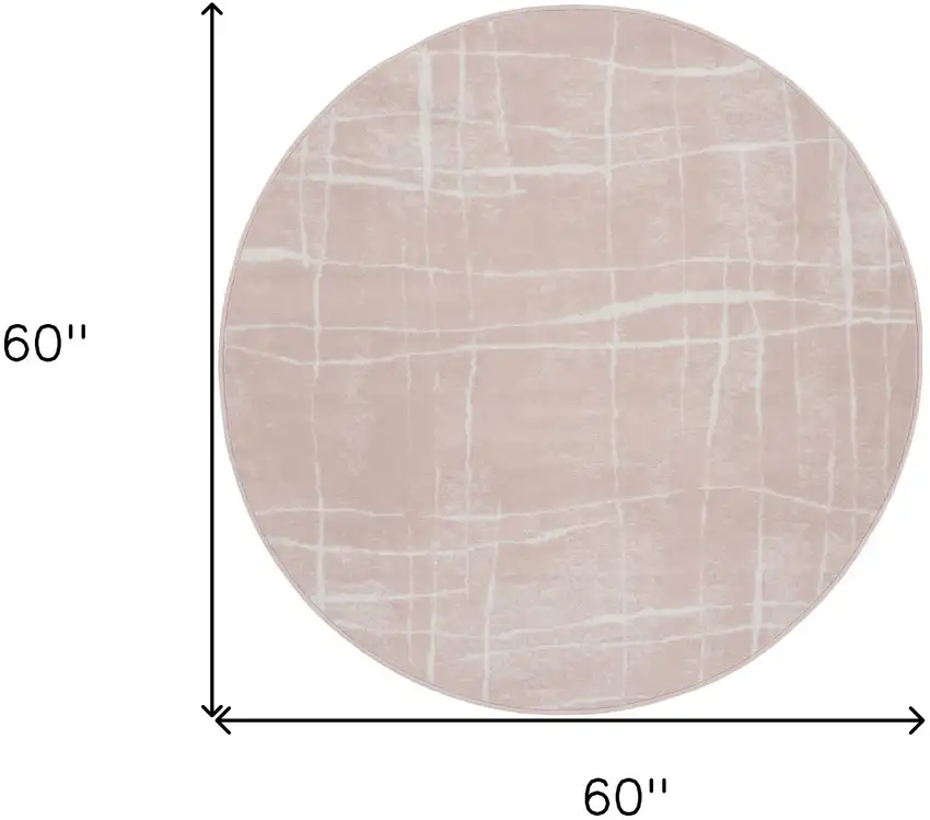 5' Pink and Ivory Abstract Geometric Round Rug Photo 3