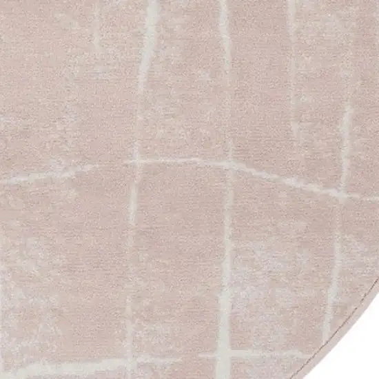 5' Pink and Ivory Abstract Geometric Round Rug Photo 4
